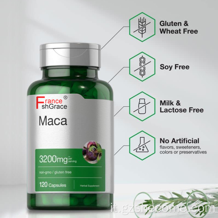 Supplemento Maca organico non OGMA Capsule radici Maca